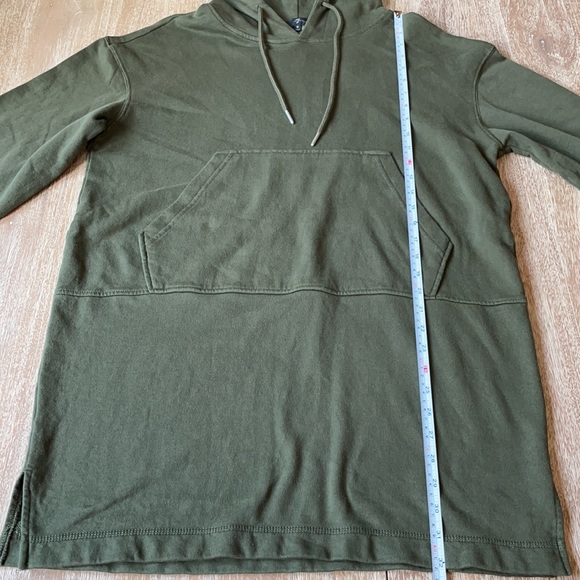 7 For All Mankind Green Hooded Long Sleeve Oversized Sweatshirt Dress - Picture 6 of 13